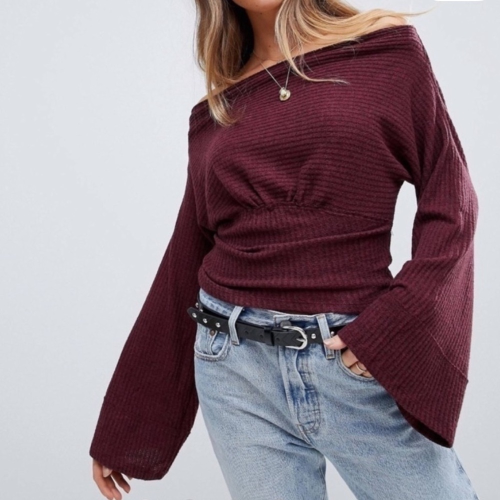 Free People Crazy On You Cropped Thermal Sweater